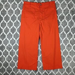 Maeve Colette Pants Size 33 Orange Cropped Wide Leg High Rise Linen Blend